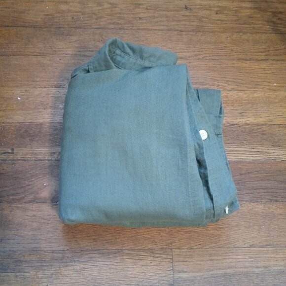 GAP linen blend sleeveless maxi shirt dress in mesculen green (XXL) - Picture 8 of 9